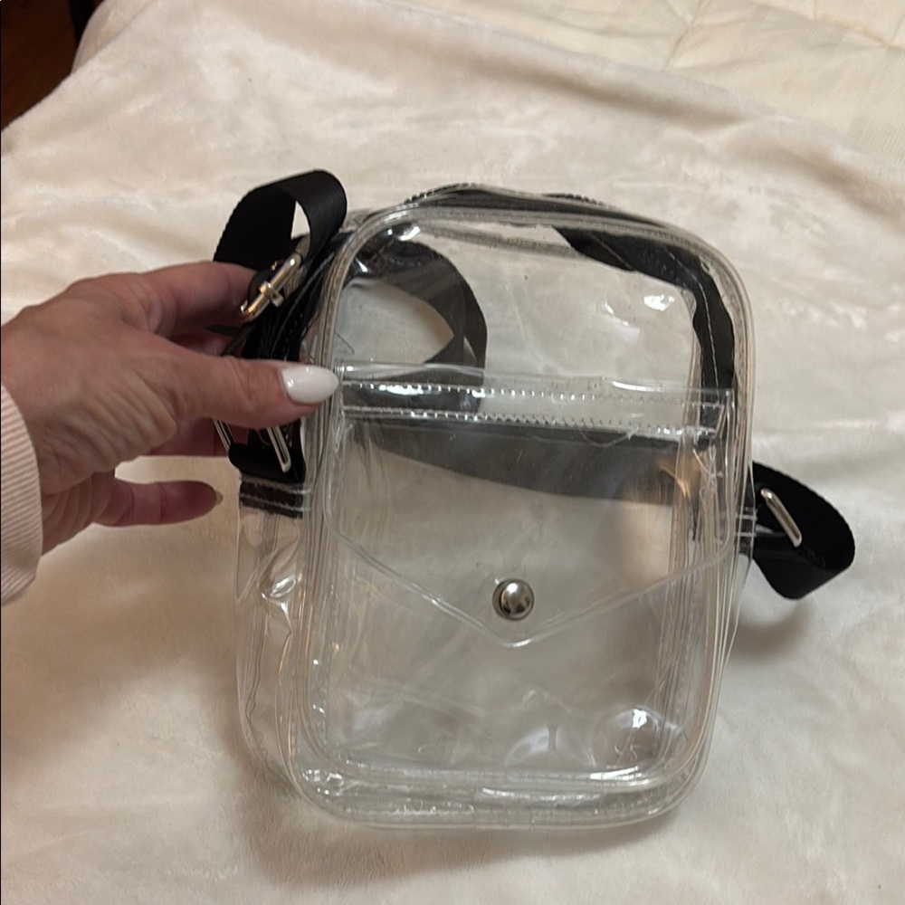 Clear Stadium Approved Crossbody Bag-Adj Black Strap | Concert & Event Purse